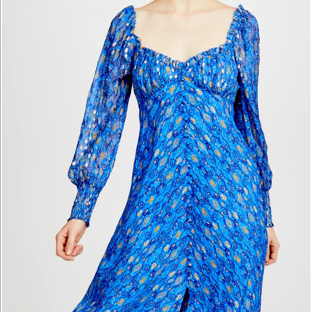 RIXO London Miriam Silk Midi Dress RARE!